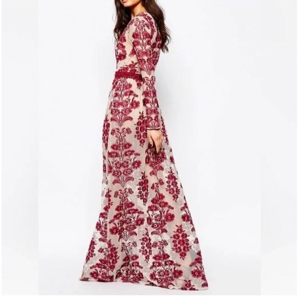 Altar'd State Burgundy Floral Long Sleeve Dress Boho Lined Size Small - Picture 6 of 11